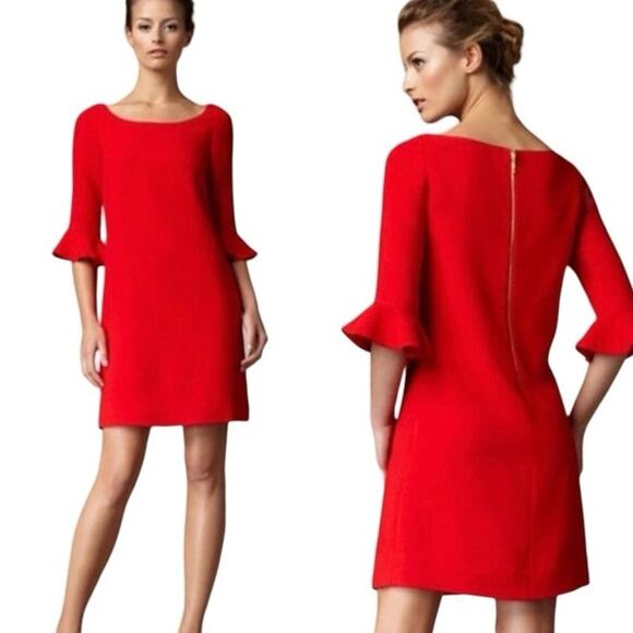 Kate Spade Women’s Luna Ruffle Sleeve Wool Blend Dress Red Size 6 - Picture 1 of 9